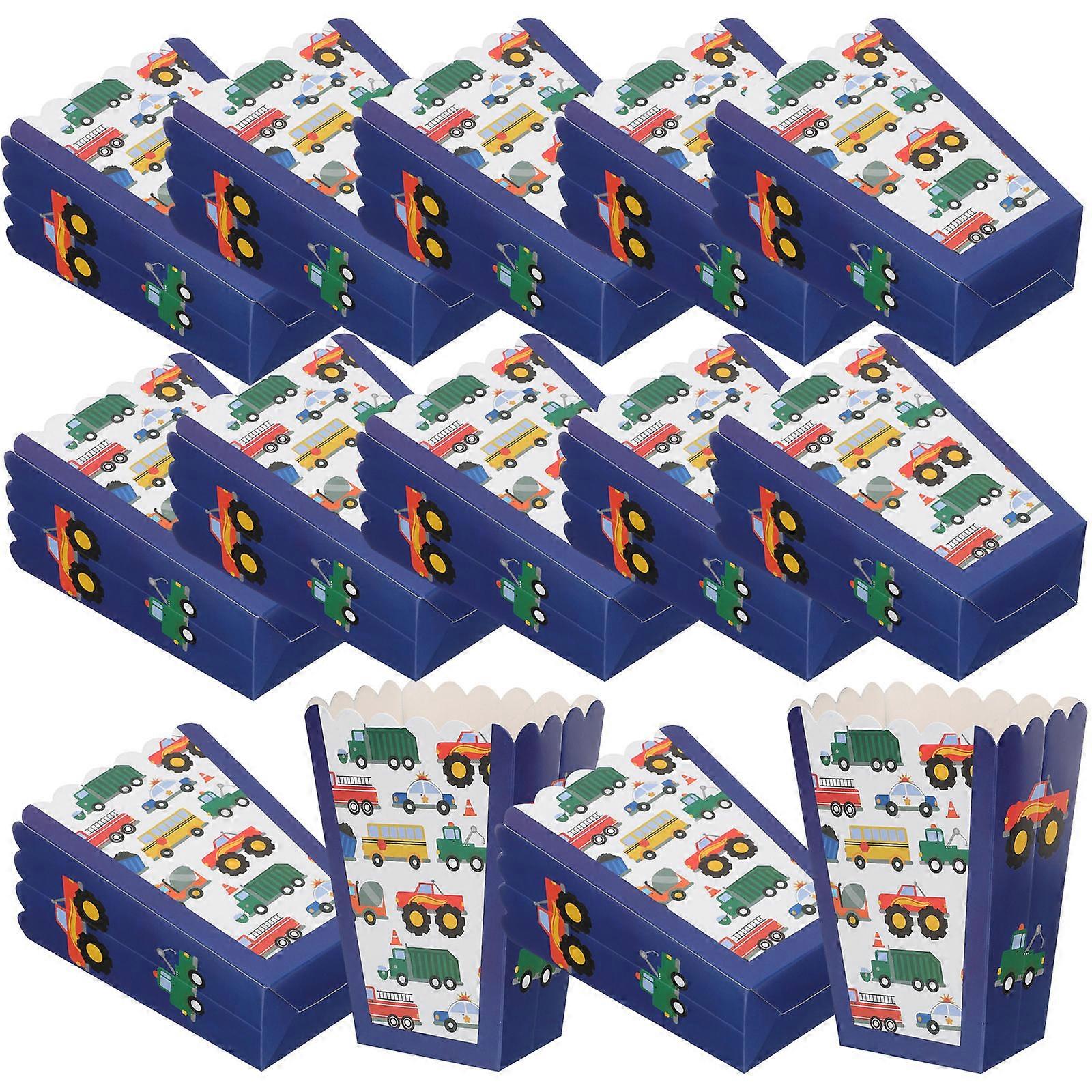 Popcorn Box Construction Truck Theme for Serving 96Pcs Paper Snack Boxes