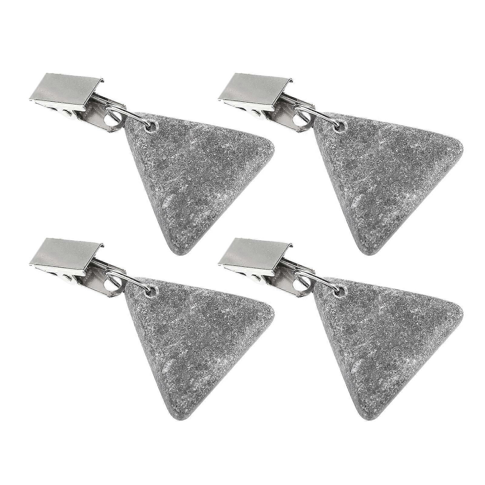Marble Tablecloth Weights Clip for Windproof Use 4Pcs Triangle Gray Set
