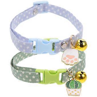 Cat Breakaway Collar Adjustable Kitten Collar with Pendant 2Pcs for Pet Use