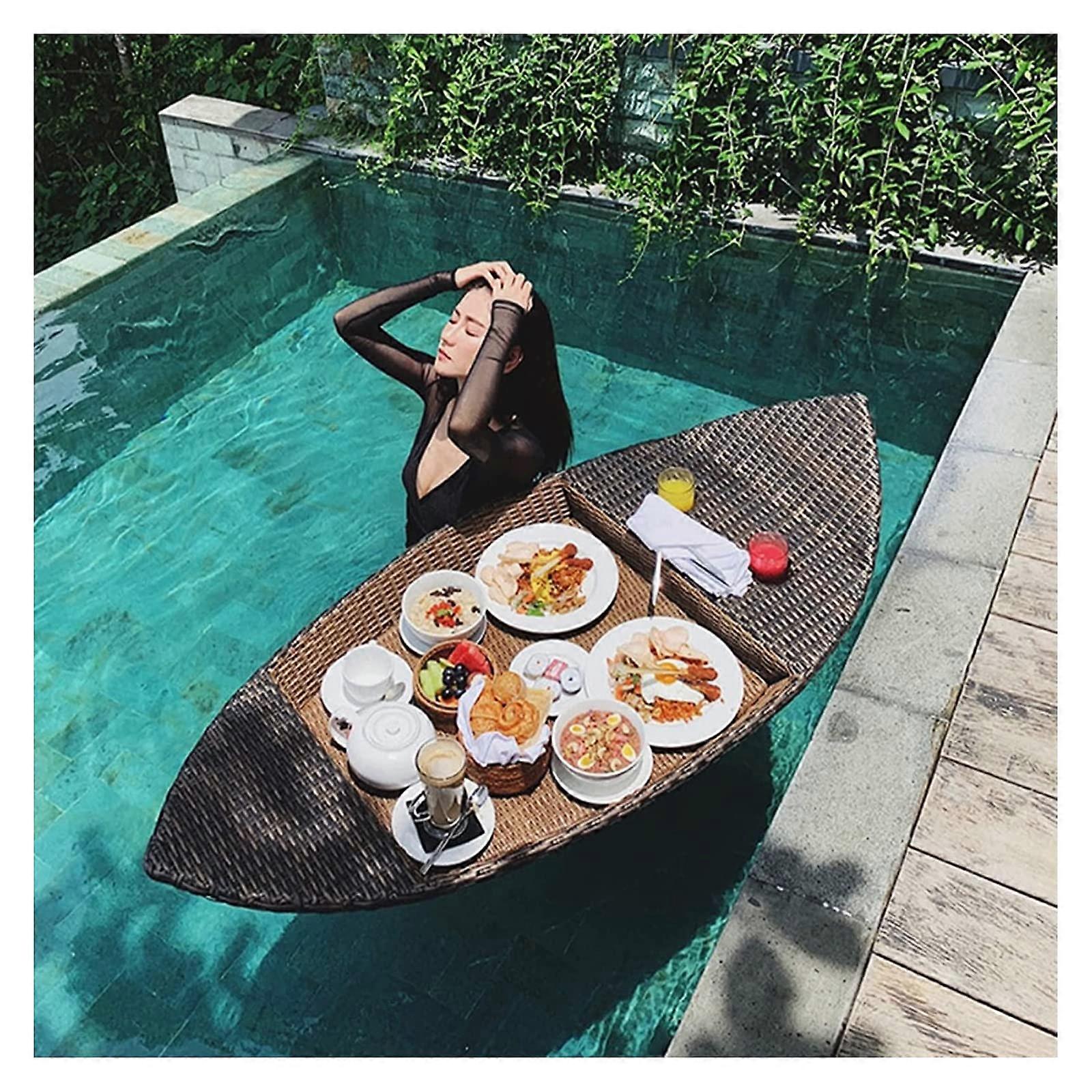 Floating Serving Tray with Stable Surface for Drinks and Snacks, Inflatable Bar for Pool Parties