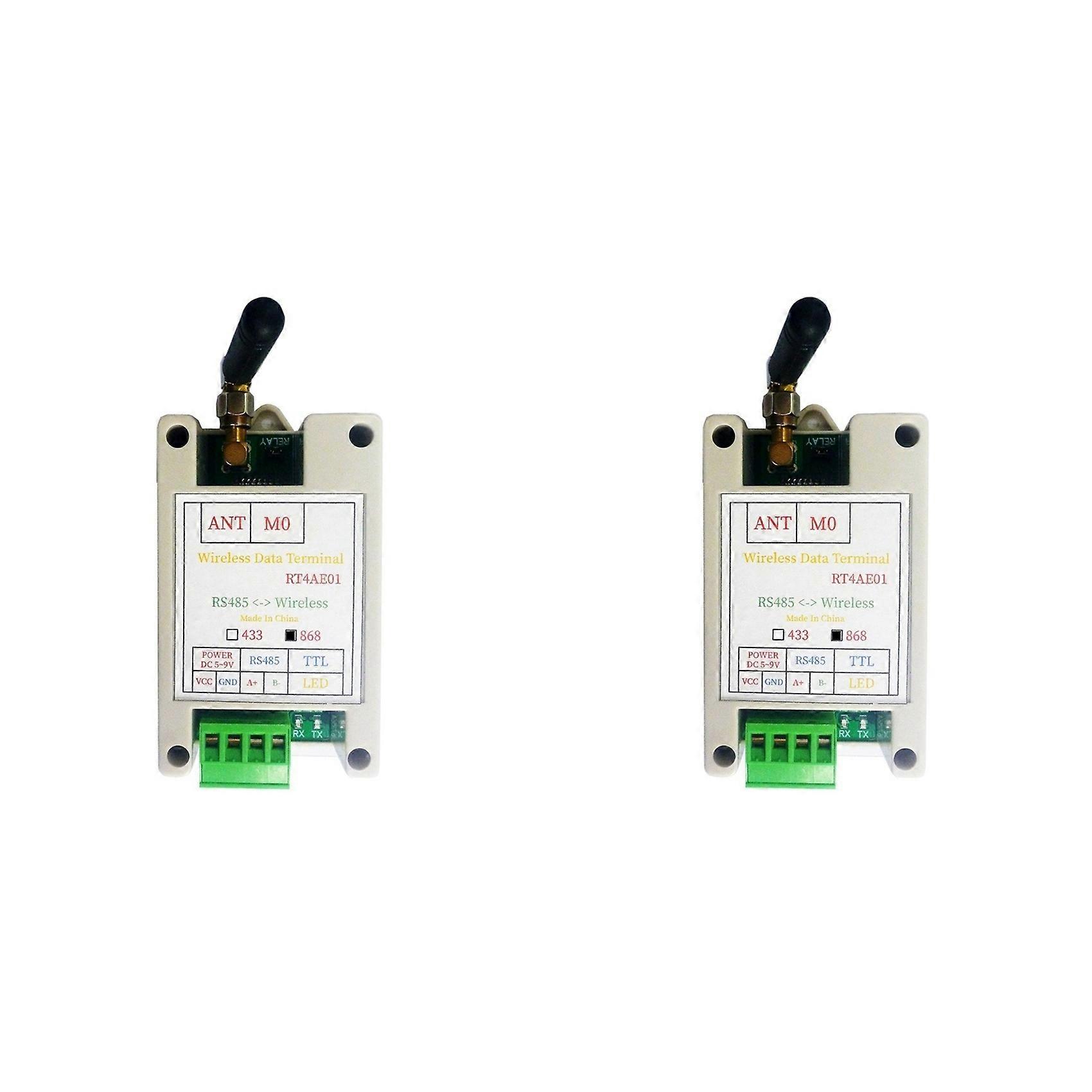 2X RT4AE01 868M Wireless Transceiver Serial Data Long-Distance Transmission Module for PLC Relay Meter Reading Sensor