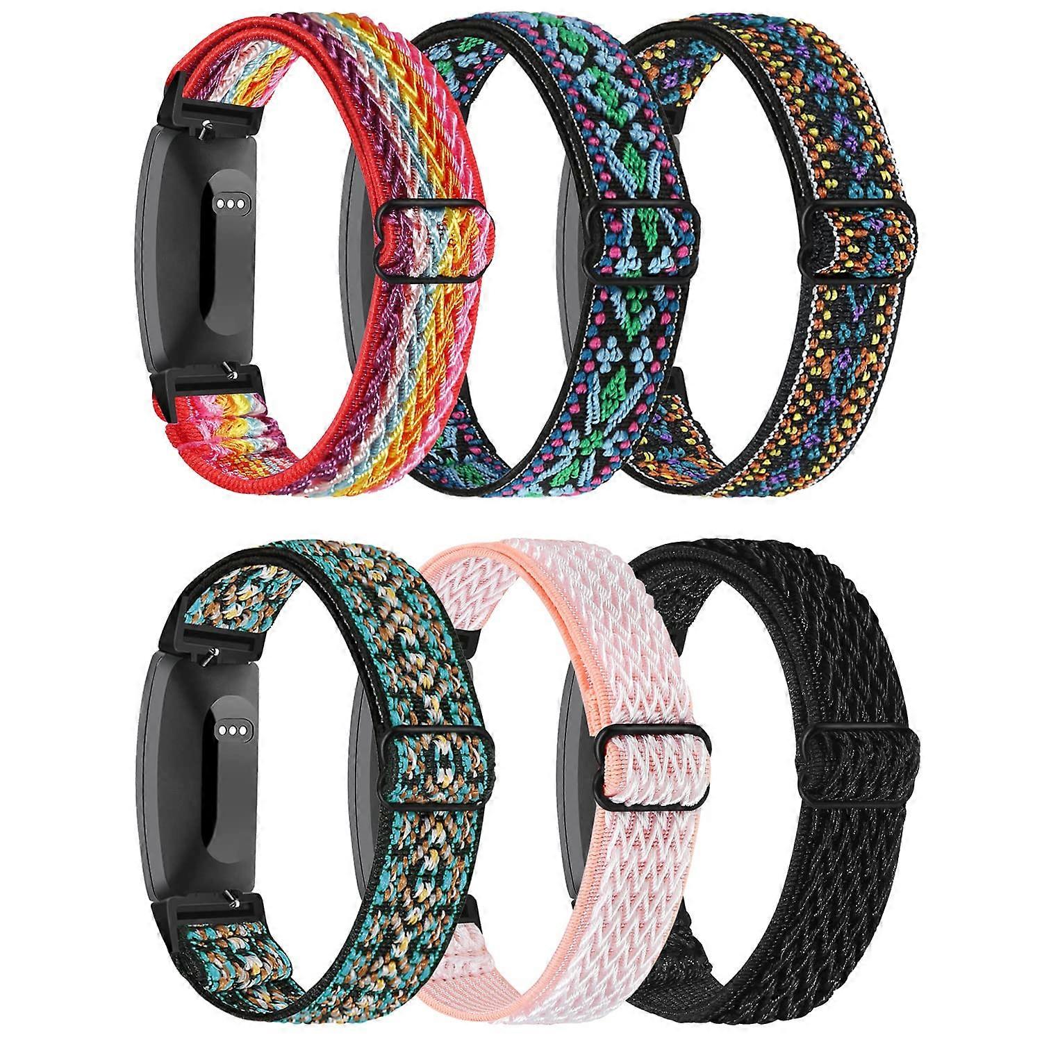 Adjustable Elastic Nylon Breathable 6 Pack Replacement Bands for Fitbit Inspire 2 HR