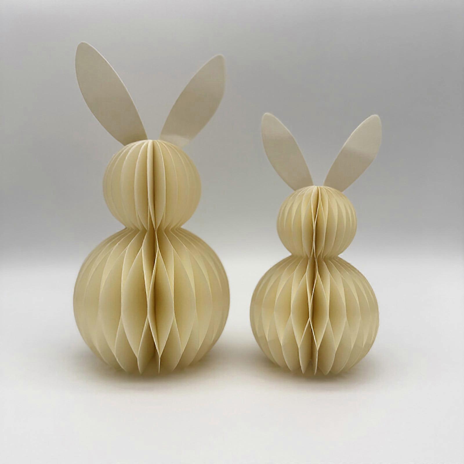 2 Pack Beige Easter Bunny Honeycomb Decor - 3D Honeycomb Table Decorations for Easter.
