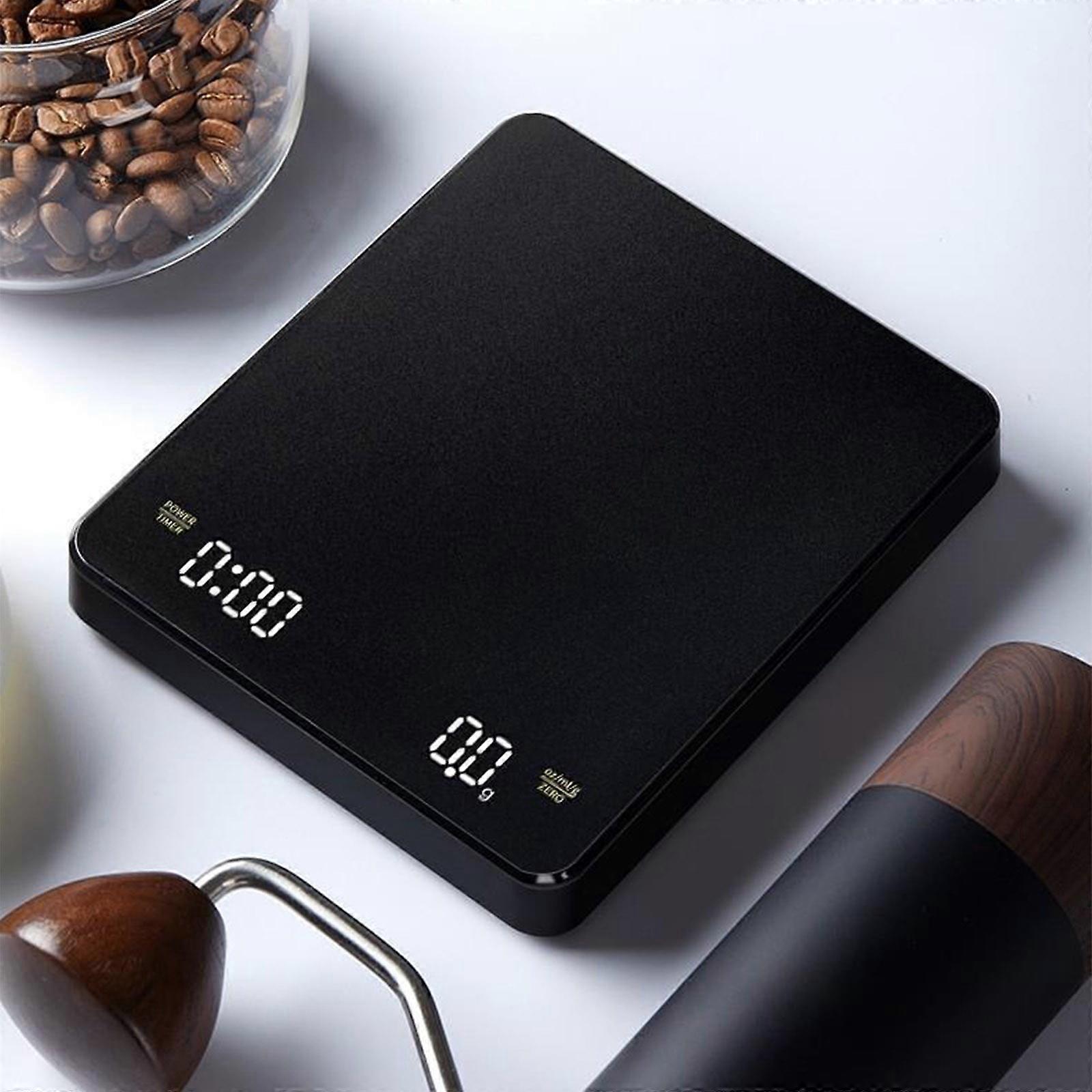 Electronic Coffee Scale 0.1g Precision, LED Display, Digital Timer, USB-C Rechargeable, 3kg Capacity, Compatible with Baking & Cooking