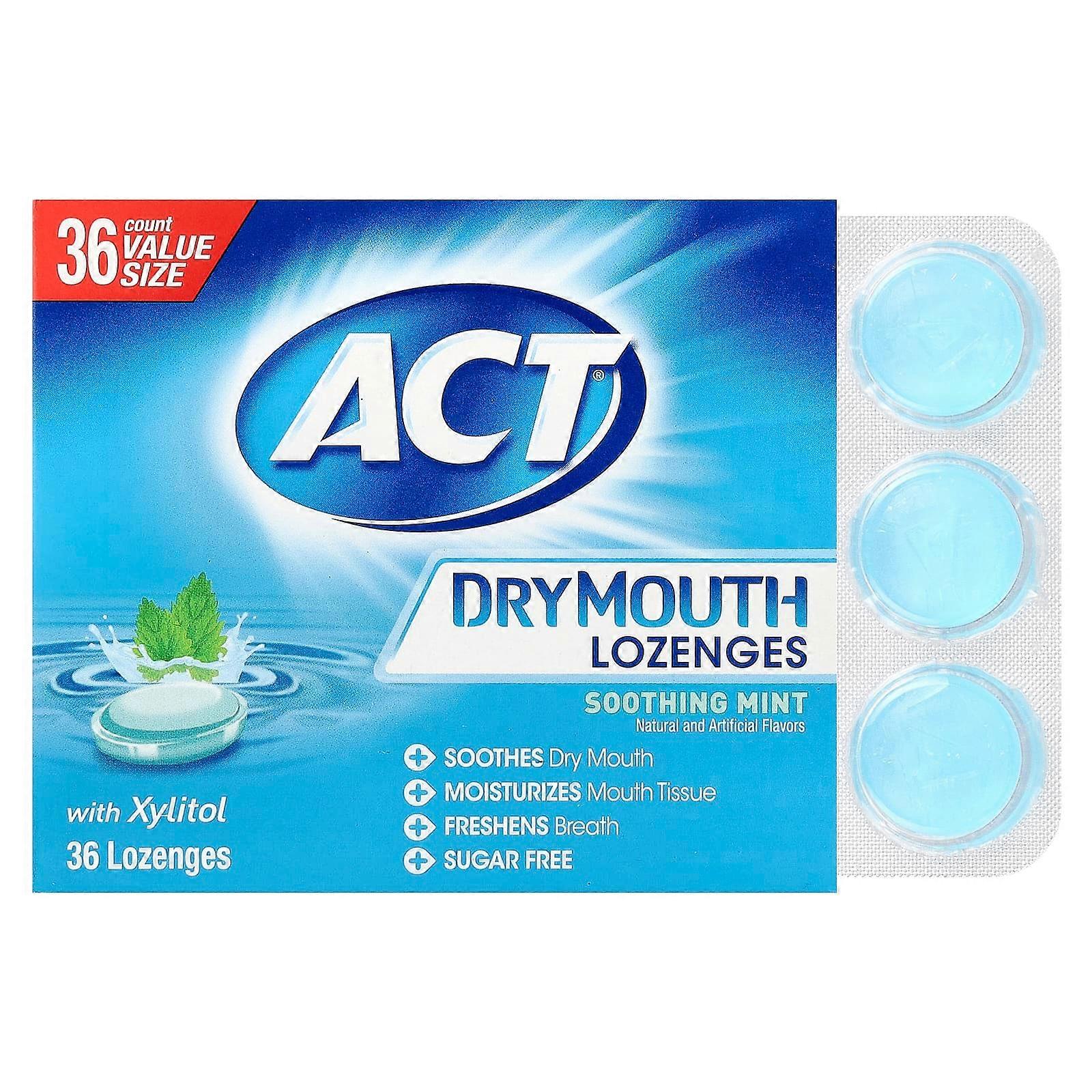 Act, Dry Mouth Lozenges with Xylitol, Soothing Mint, 36 Lozenges