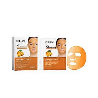 VC Vitamin C Whitening Sheet Mask, 4-Pack Hydrating Brightening Face Mask with Vitamin C Essence, Gentle Extract Glow Mask for Smooth Radiant Skin
