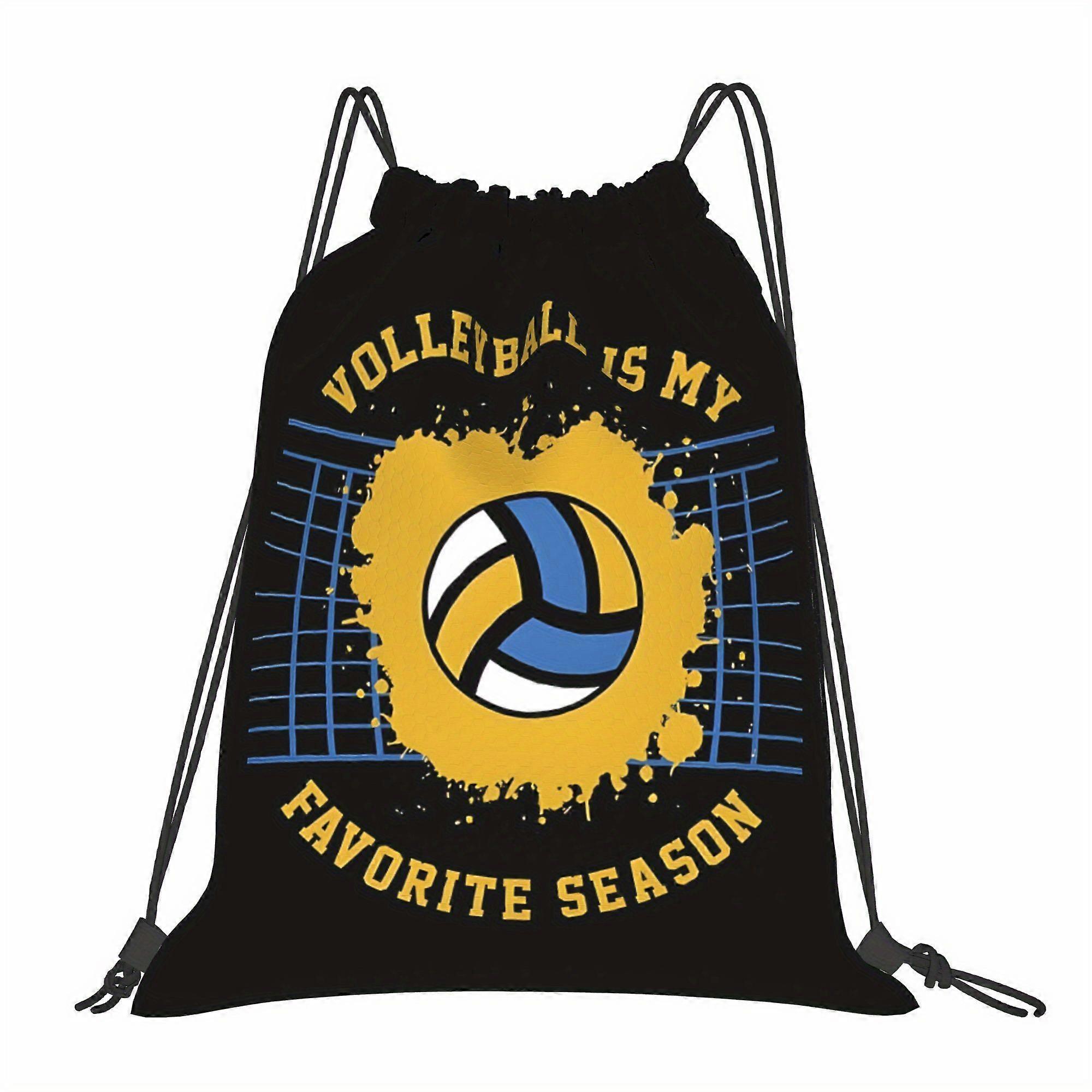 2D Flat Drawstring Bag, Volleyball Drawstring Pouch, 2D Flat-Cqazw