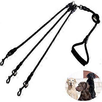 3 in 1 Durable Nylon Dog Leash with Padded Handle, 360 Swivel No Tangle Climbing Rope Removable Pet Traction Rope, Lead for Medium Large Dogs Black