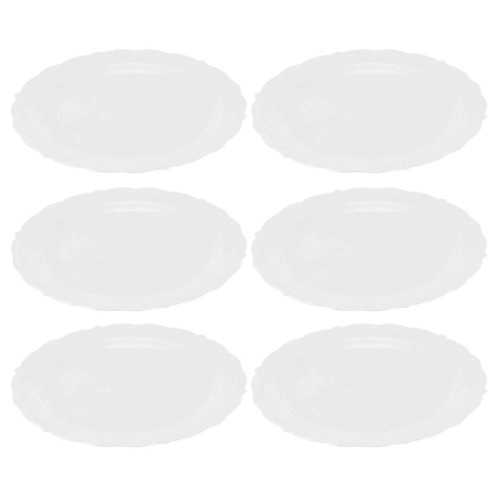 6pcs Practical Plastic Plates Round Shape Dish Tableware for Wedding Party Tray