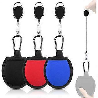 3 Pack Portable Golf Ball Washer Pouch - Microfiber Cotton Cleaner Bag with Carabiner for Golf
