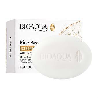 Handmade Rice Soap Bar, Moisturizing Deep Cleansing Facial and Body Soap for Dry Skin, 100g