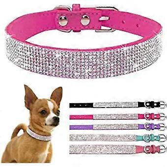 Dog Collar Dazzling Sparkling Crystal Rhinestone Adjustable Puppy Cat Pet Collars Rose Red Large