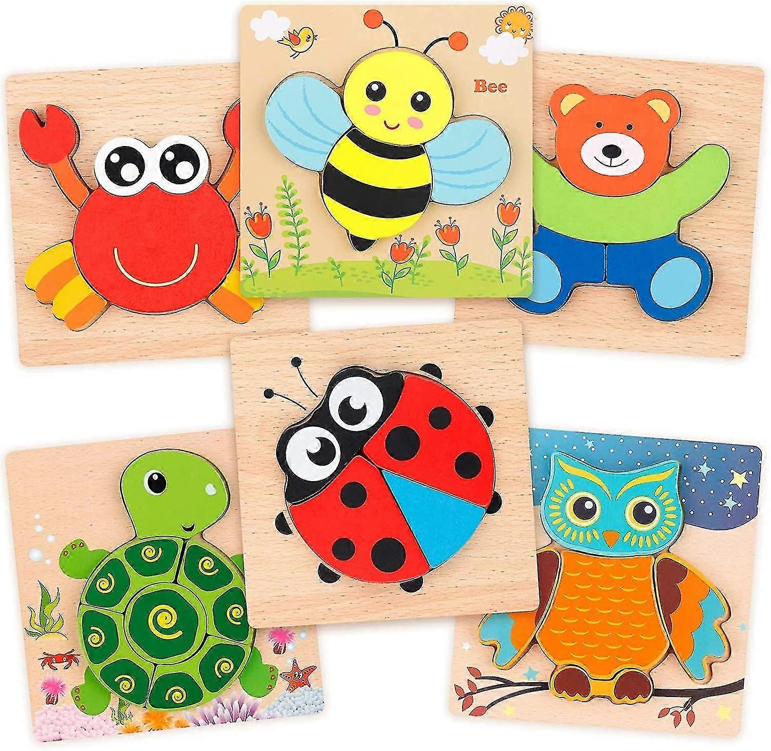 Tier Form 6 Pack Holz Puzzle-Set