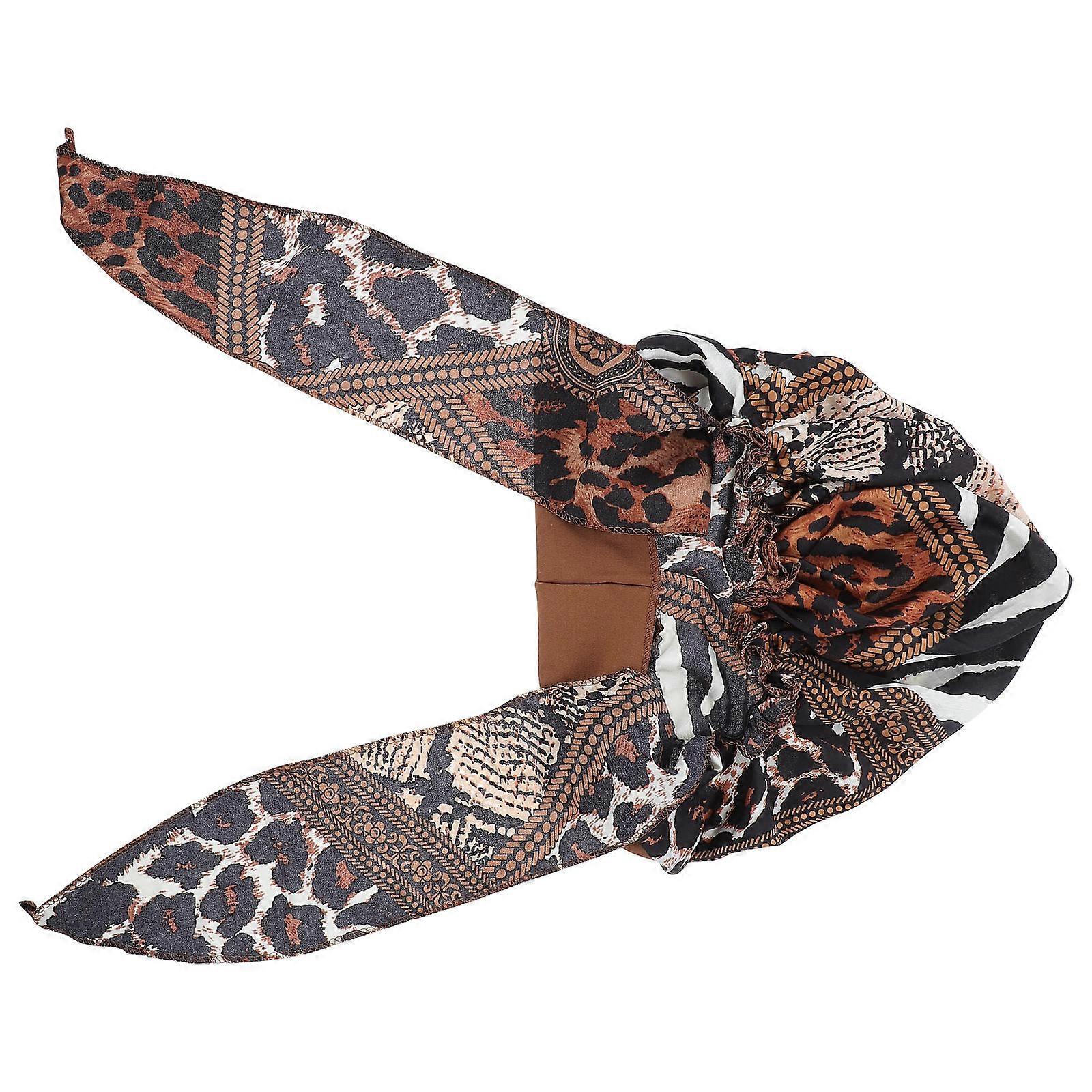 Imitated Silk Fabric Hat for Sleeping 8Pcs Leopard Pattern