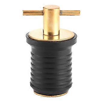 1in Rubber Brass Drain Plug with T-Handle, Twist Cam Style, Leakproof for Boat Bilge Livewell Transom Marine Use