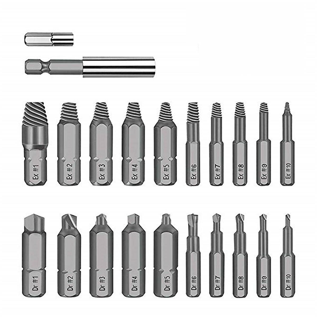 22Pcs Damaged Screw Extractor Set For Broken Screw Hss Broken Bolt Extractor Screw Remover Kits