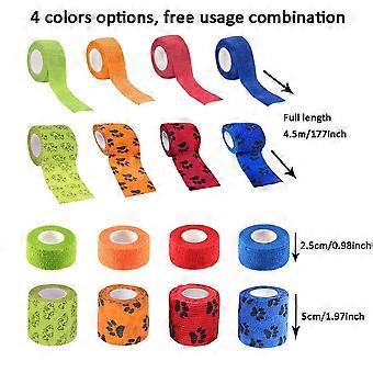 Self Adhesive Pet Bandages, Veterinary Use, Assorted Colors, 8 Rolls (2 Sizes Available)