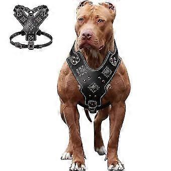 Heavy Duty Dog Harness Real Leather Chest Plate Vest for Large Dog Pitbull Boxer-Yvan