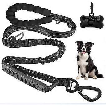 Tactical Dog Lead Reflective Heavy Duty Strong Dog Leash for Medium Large Dogs 5-6 Ft Bungee Dogs Lead with Comfortable Padded Handle 360 Degree Rotat