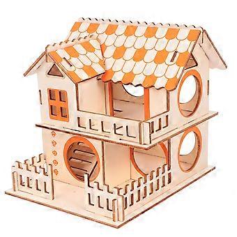 Hamster House Small Animal Hideout Wooden Hut for Play Toy