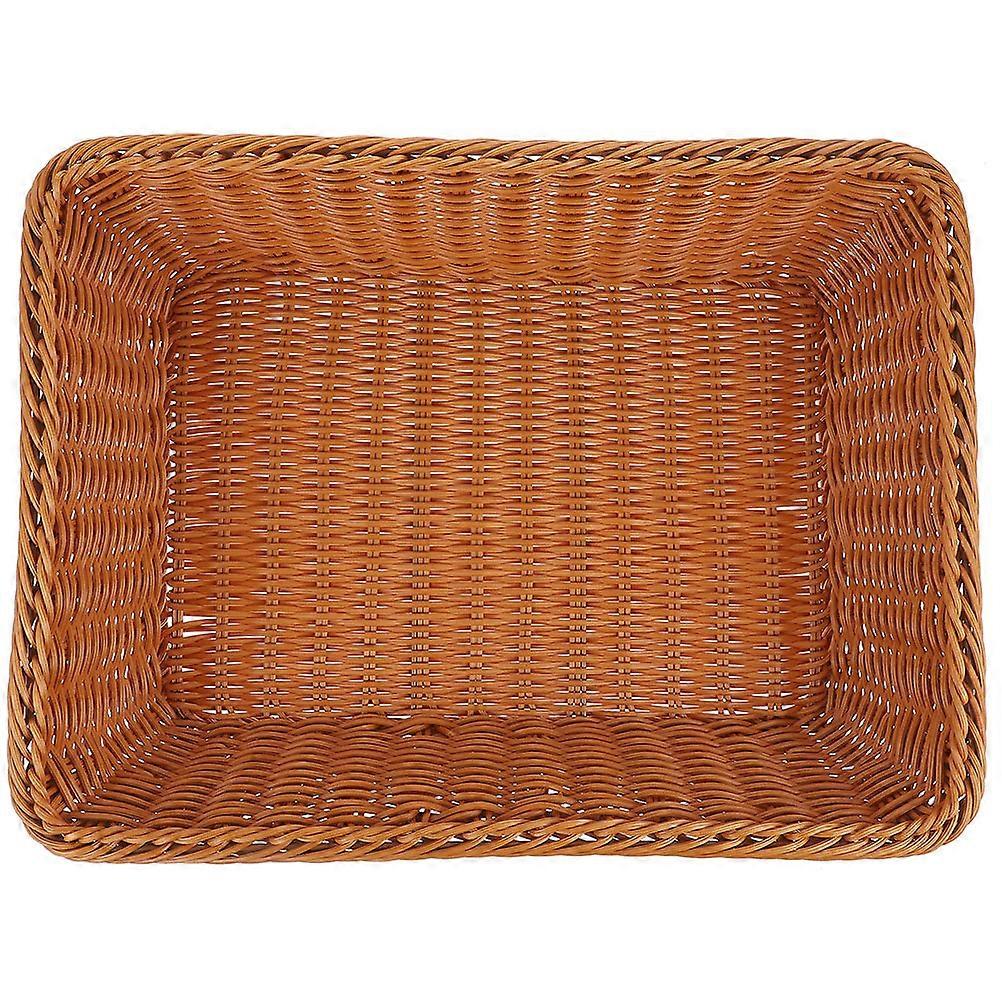 Woven Fruit Basket Rectangle Basket Tray for Serving Brown Kitchen
