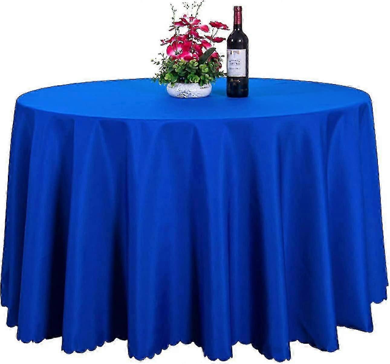 Round Solid Color Polyester Tablecloth Household Tablecloth (royal Blue)