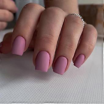Short Square Matte Acrylic Press-on False Nails, 24 Pcs For Women, Reusable Stick-on Full Cover Nails - Style 12