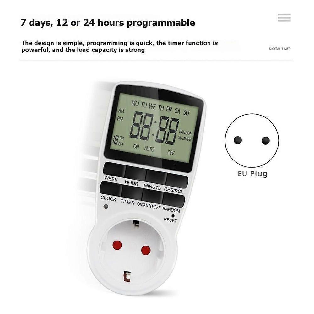 Electronic Digital Timer Switch Socket Kitchen Timer Outlet Programmable Timing Socket Control Shutter Power-Off EU
