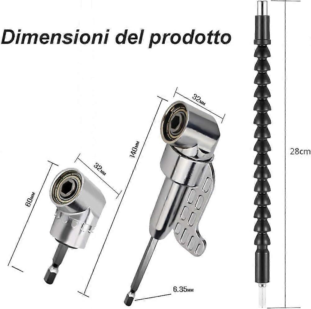 Right Angle Drill Bit and Flexible Angle Extension Kit for Drill Bit
