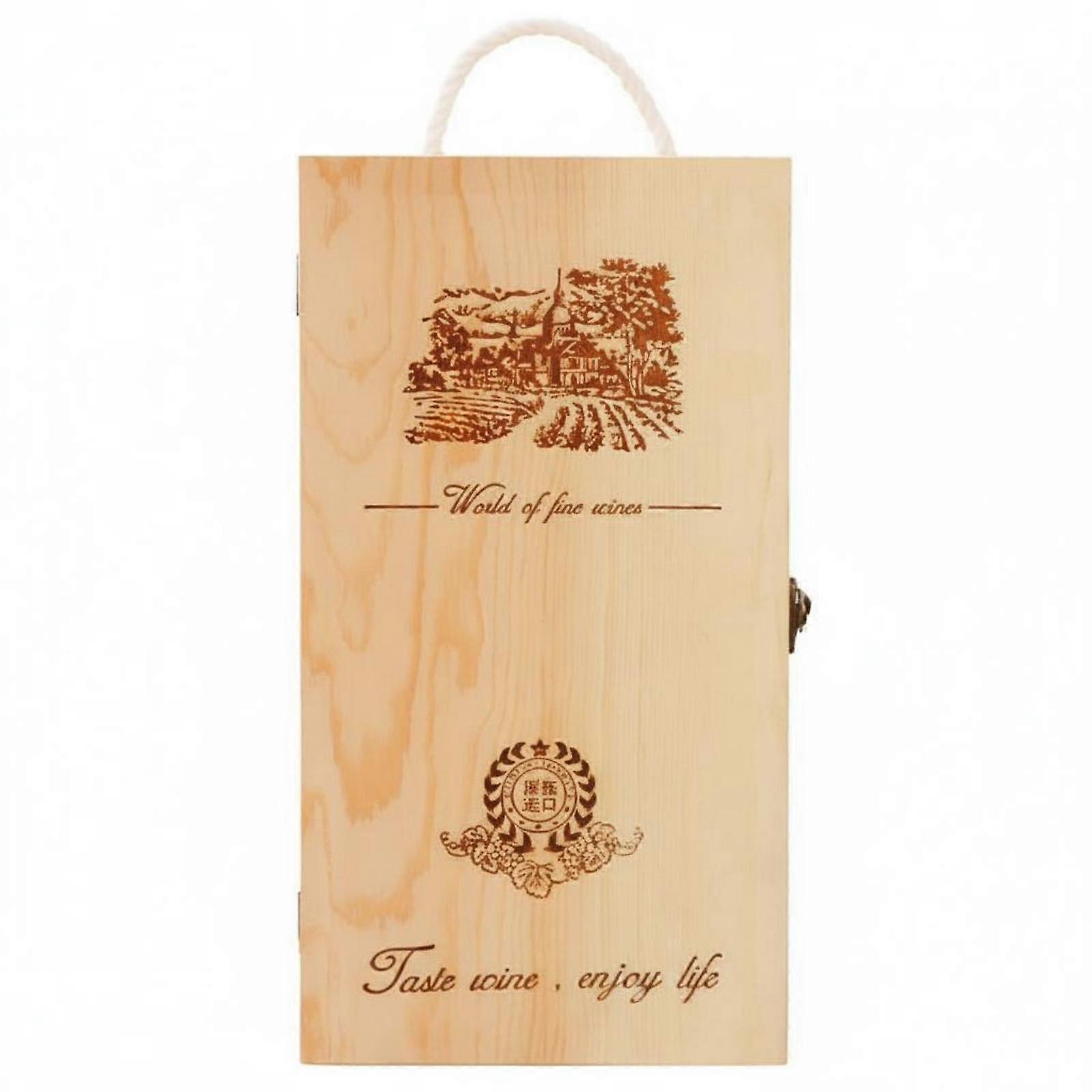 Wines Storage Box Reusable Solid Wood Vino Box Portable Handle
