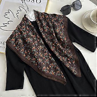 Women Fresh Floral Print Vintage Casual Square Neck Scarf For Autumn Winter