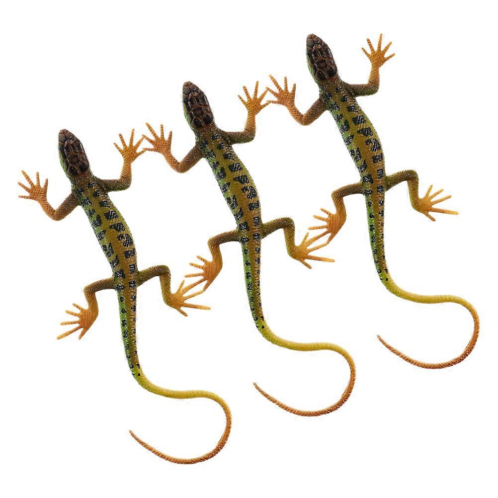 Simulation Lizard Model for Decoration 3Pcs Assorted Color Plastic Figures