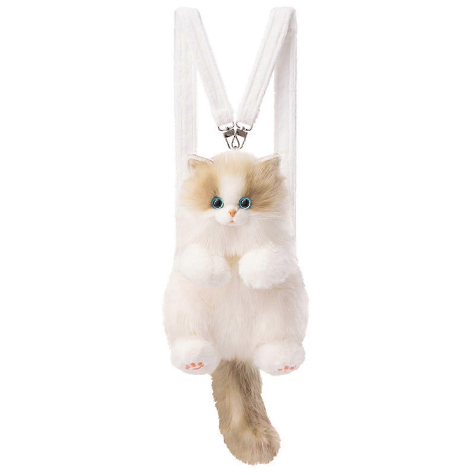 Realistic Cat Plush Backpack Medium Size