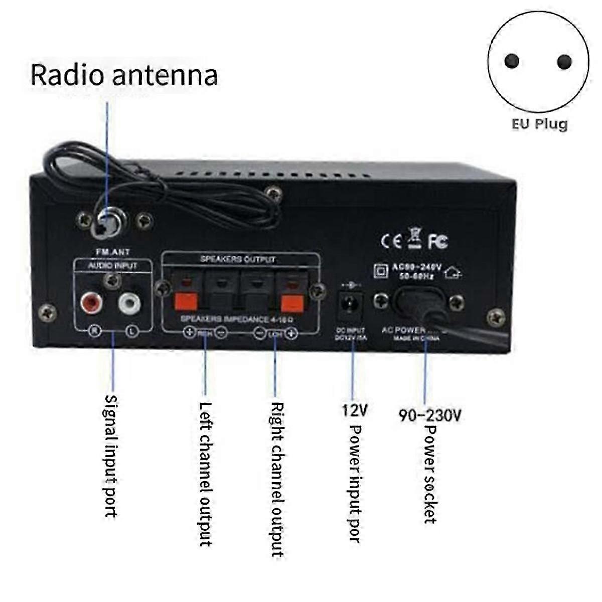 HiFi Digital Amplifier Bluetooth Amplifier EU Plug