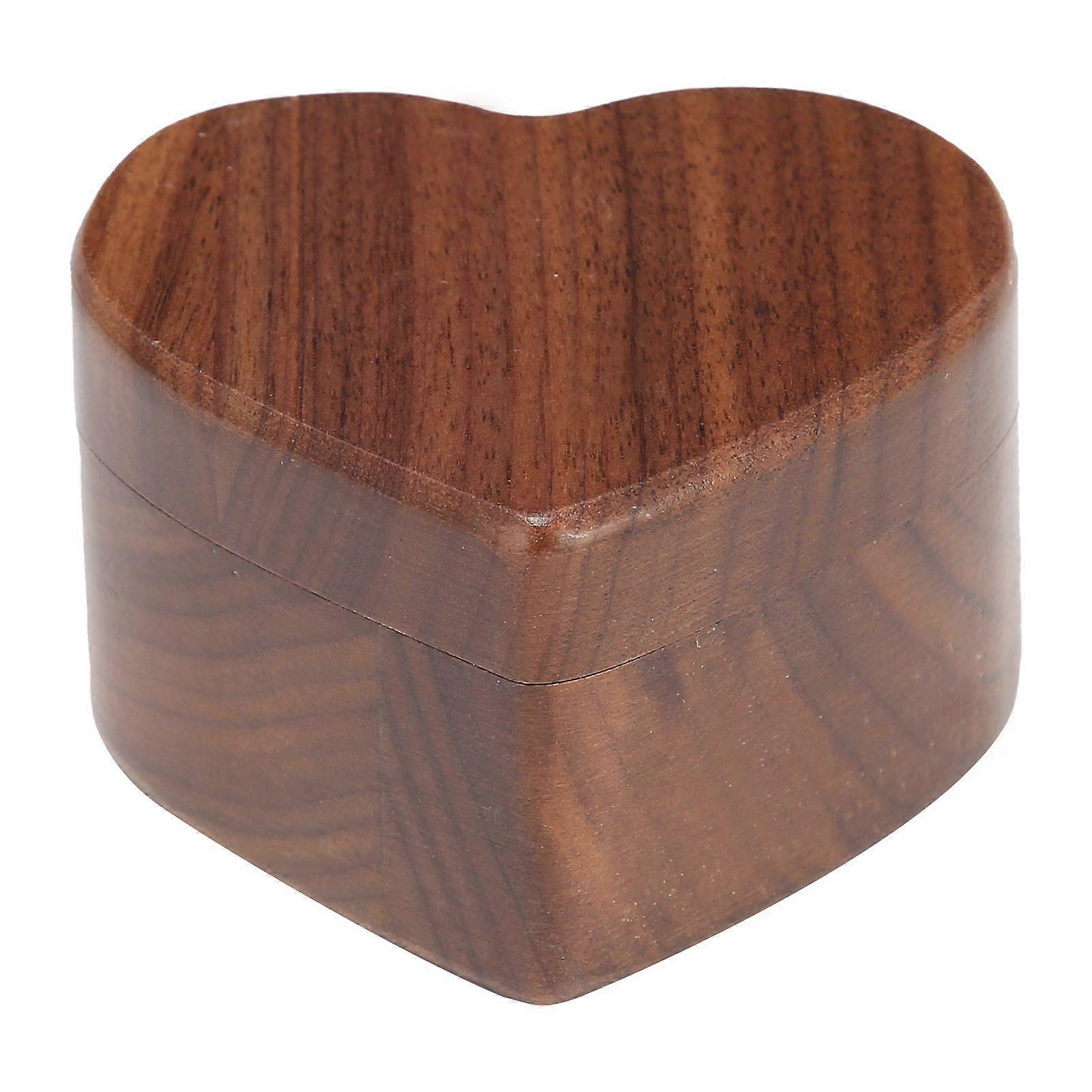 Heart-Shaped Rustic Walnut Ring Holder For Couples