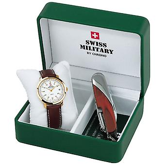 Swiss military set Flashlight Watch for Quartz Analog Man with Cowskin Bracelet SM34006.05setl