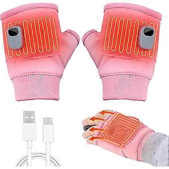 Heated Gloves for Women Rechargeable, Fingerless Rechargeable Heated Gloves, Hand Warmer Gloves, 3-Speed Adjustable Heated Fingerless Gloves, Winter