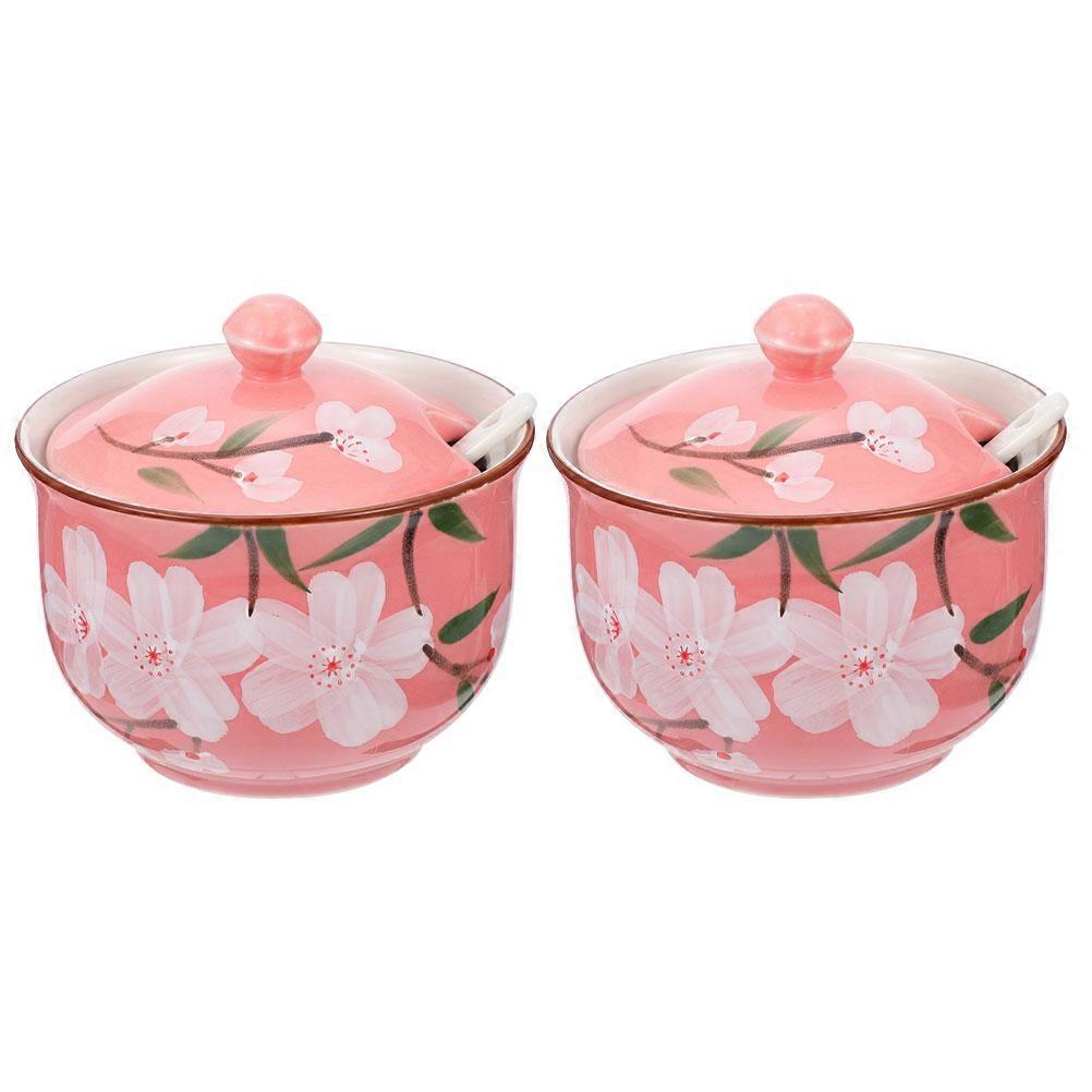 Ceramic Salt and Sugar Container Set for Kitchen 2Sets