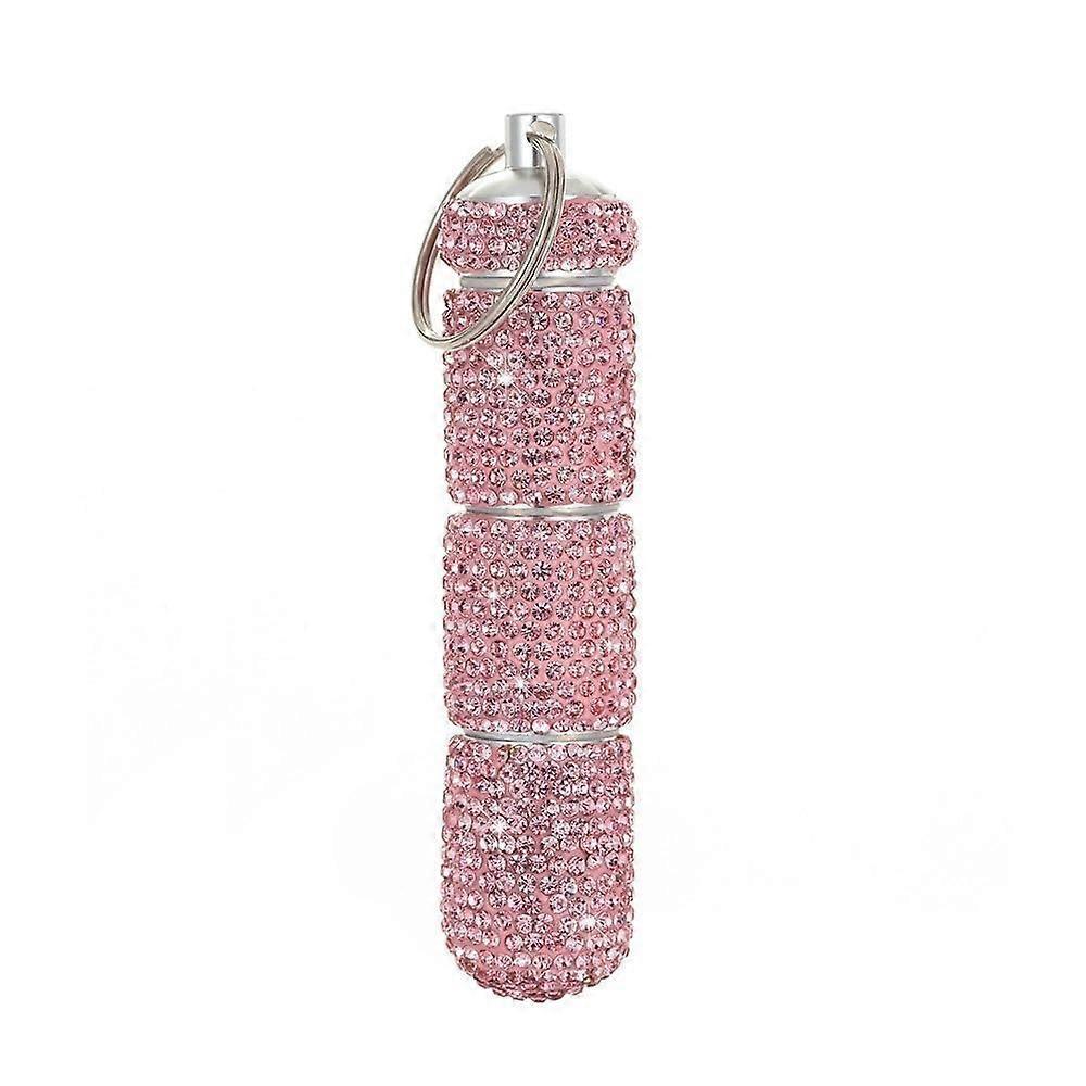 Rhinestone Key Ring Pill Box 3 Slot