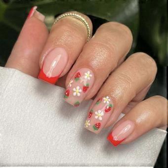 Acrylic Red French Tip Press On
