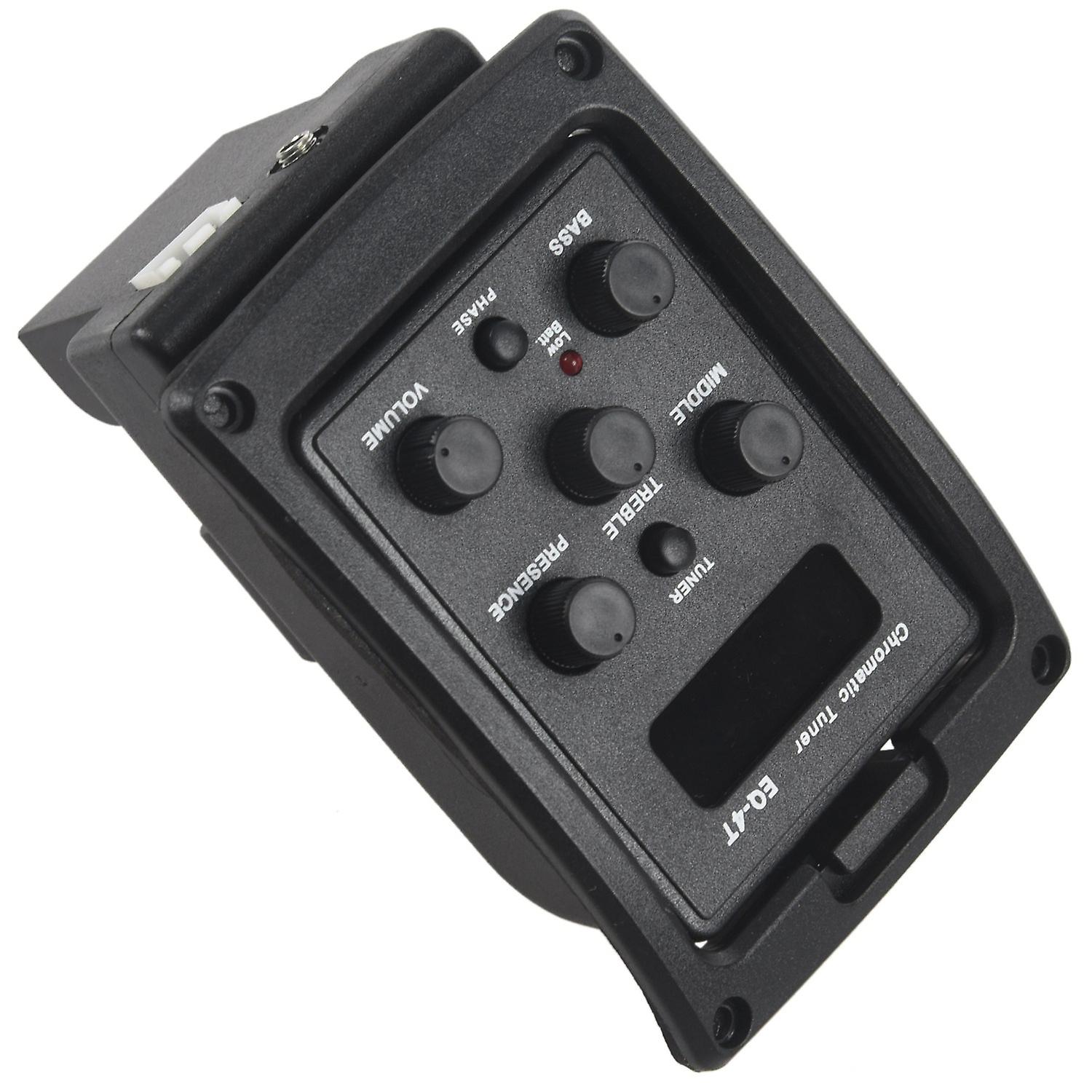 EQ-4T 4 Band Pickup EQ Preamp with Tuner for Acoustic Guitar with LCD Tuner and Volume Control Elec