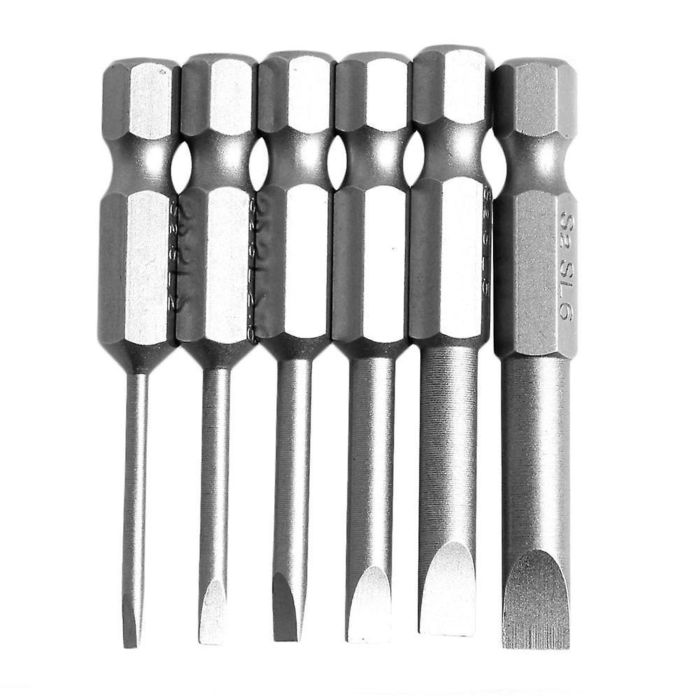 6Pcs/Set 50mm 2.0-6.0mm Flat for Head Slotted Tip Screwdrivers Bits