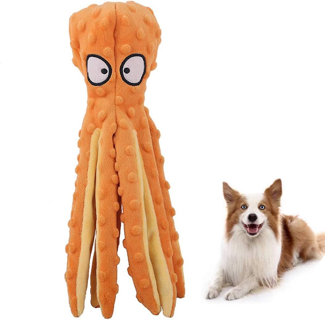 Dog Squeaky Octopus Toys- No Stuffing Plush Toy With Sounding Crinkle Paper And Squeaker Inside For Puppy Teething Durable Interactive Dog Chew Toys F