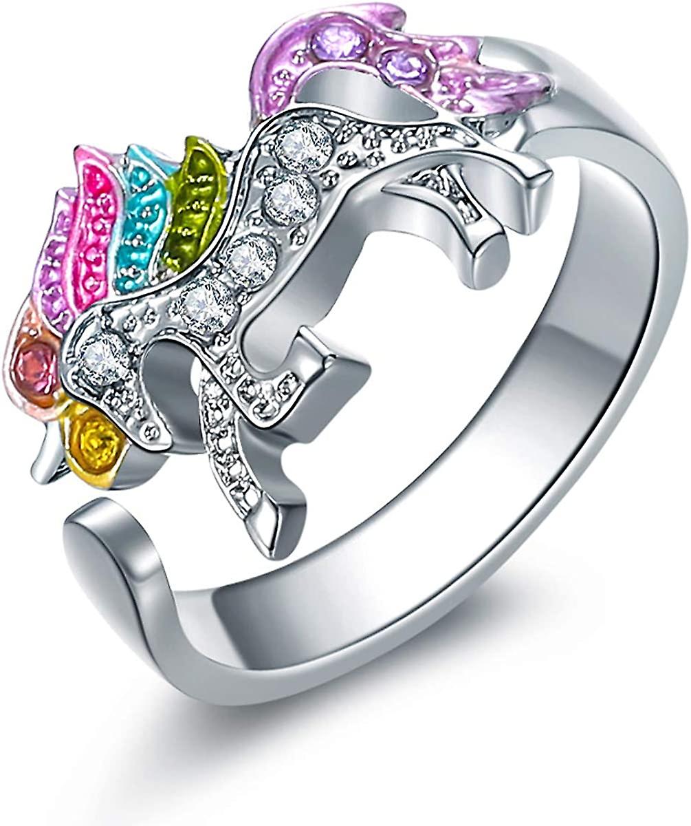 シルバートーンリトルプリンセスレインボーユニコーンペンダントガールレディースファッションネックレスギフト女性用