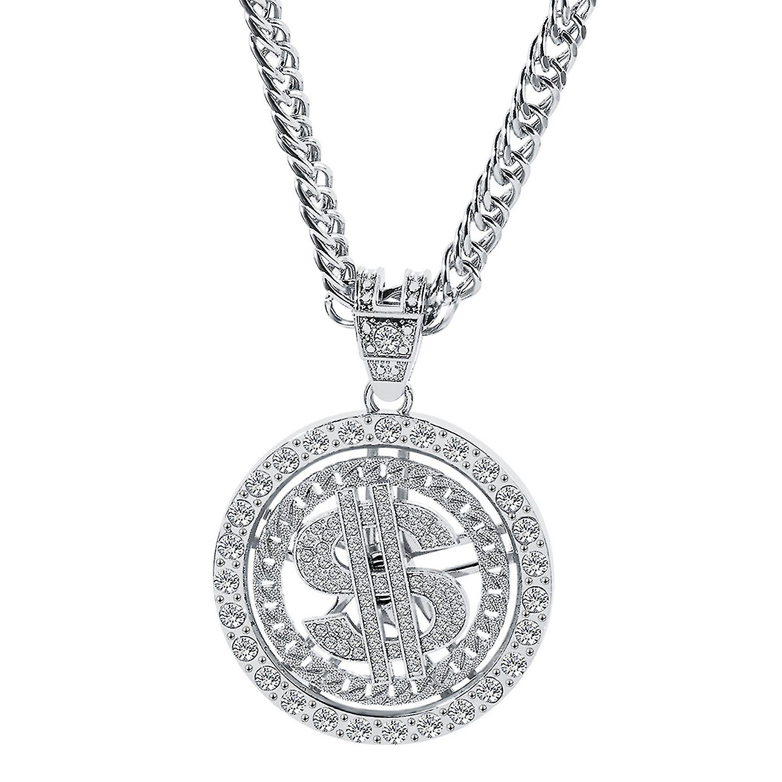 Chain Dollar Sign Fake Gold Medallion Necklace Gold Money Chain