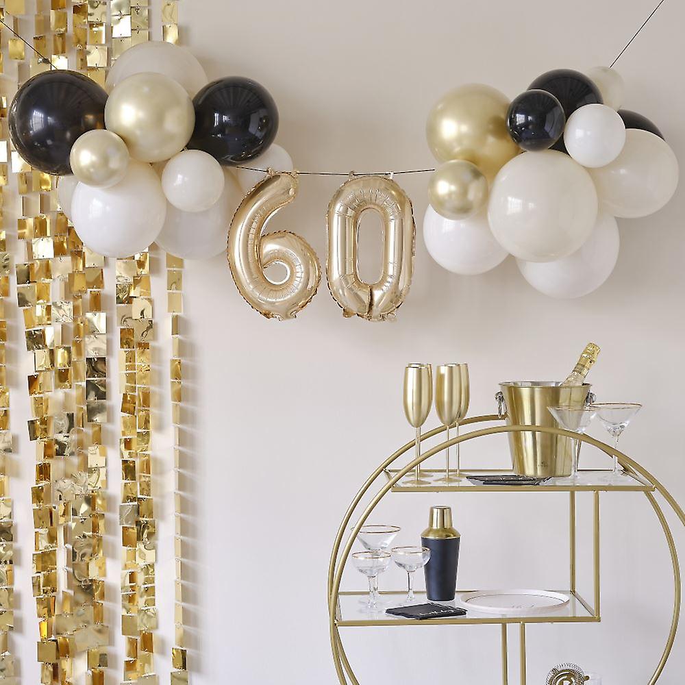 Giant 60th Birthday Foil Balloon Bunting | Gold Age 60 Backdrop Decoration