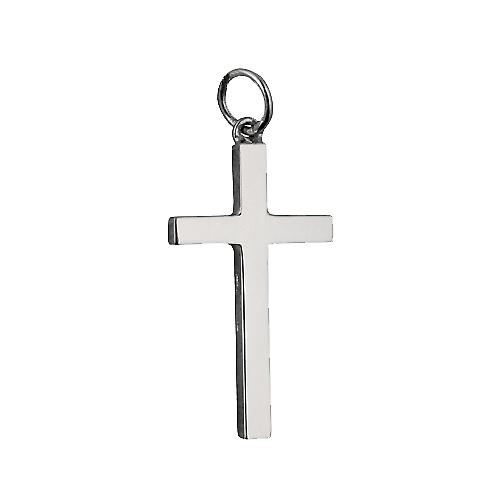 9ct White Gold 25x15mm plain solid block Cross