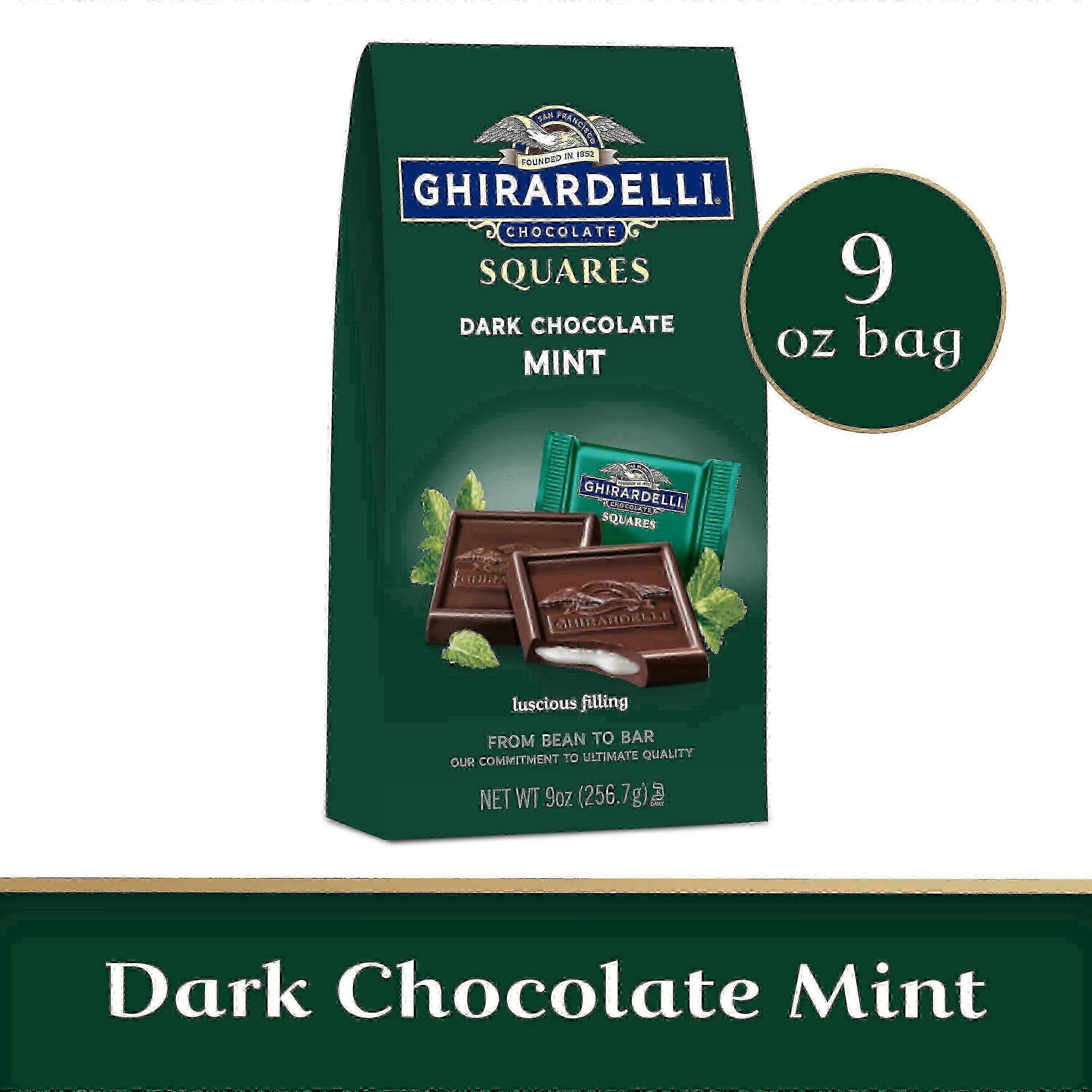 Ghirardelli Dark Chocolate Mint Square Bag, 9 Oz