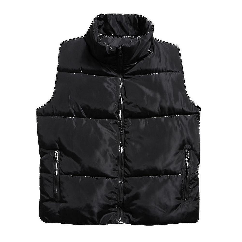 Mens Lightweight Zip Puffer Vest Loose Windproof Outerwear Solid Color Sleeveless Jacket