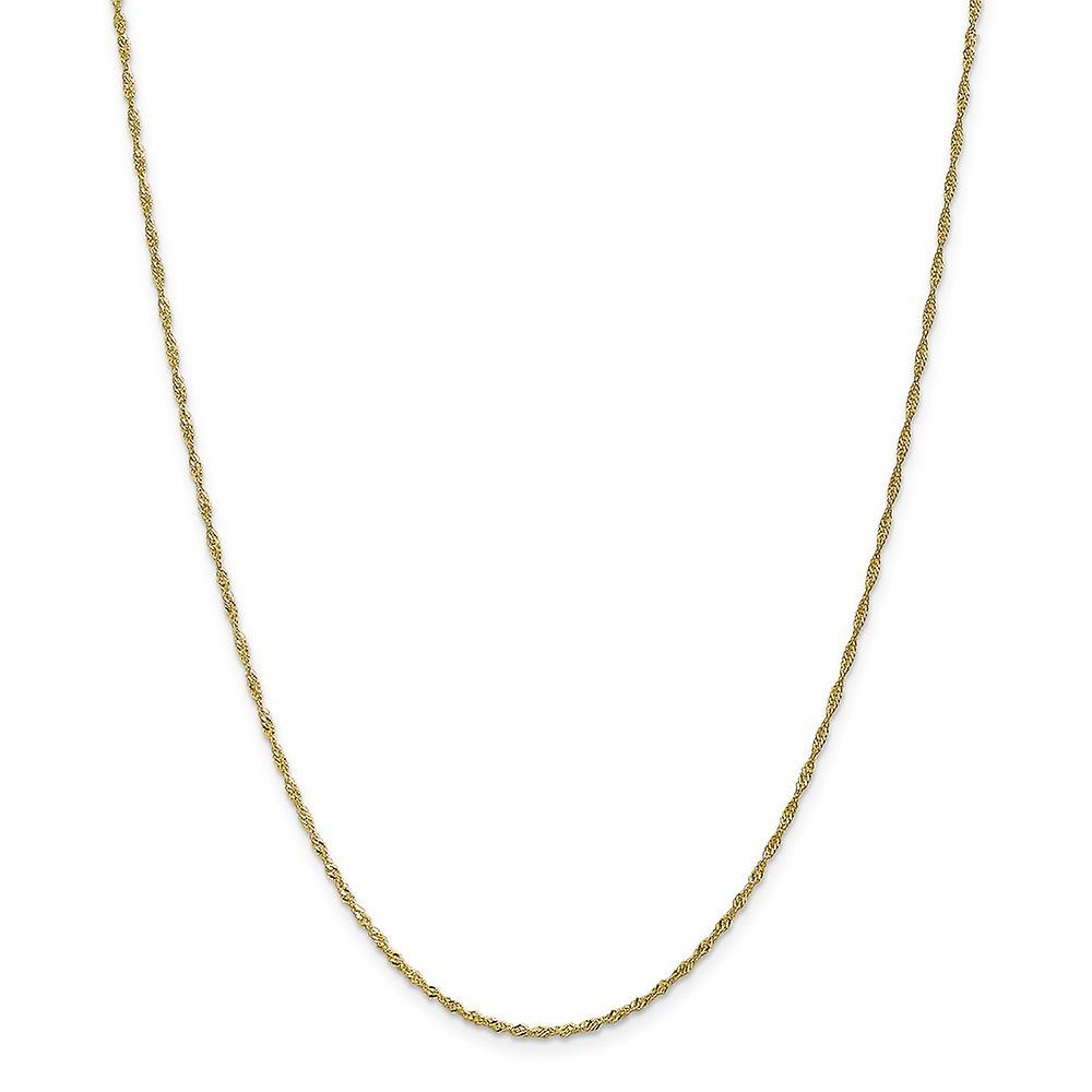 Collier chaîne Singapour en or jaune massif 10 carats 1,4 mm Collier-chaîne pour femmes et hommes - Longueur : 16 à 30